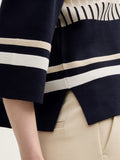 Knit Coloured Stripe Pullover - Navy