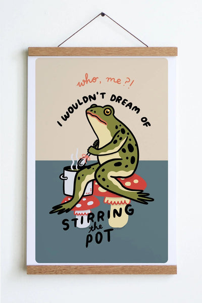 Stirring The Pot Print - Cream/Teal