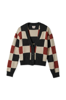 Rivington Cardigan - Cowhide/Whitecap/Black Check