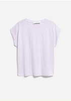 Oneliaa Lovely Stripes Organic Cotton T Shirt - Light Lavender/Oatmilk