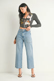 High Rise Utility Wide Leg - Light Denim