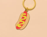 Hot Dog Enamel Keychain