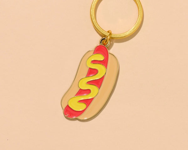 Hot Dog Enamel Keychain