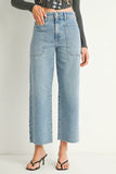 High Rise Utility Wide Leg - Light Denim