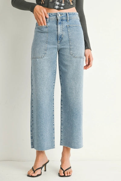 High Rise Utility Wide Leg - Light Denim