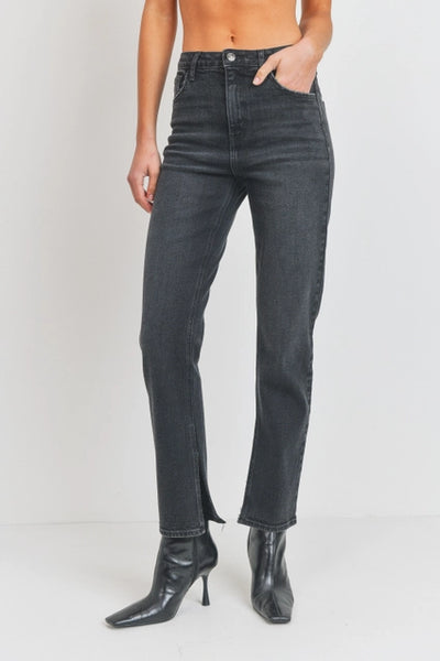 Long-Line Slim Slit Straight Jean