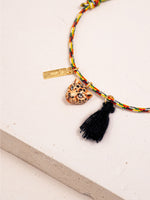 Leopard Head Pompom Charm Bracelet