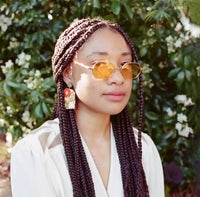 70s Burnt Orange Floral Arch Earrings