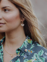 White Palm Leaf Mini Hoop Earring