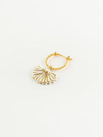 White Palm Leaf Mini Hoop Earring